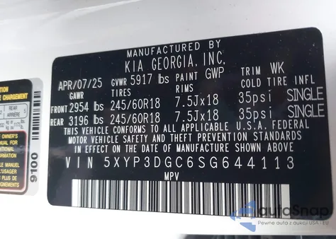 2025 Kia Telluride Ex X-Pro из США, поврежденный, VIN 5XYP3DGC6SG644113